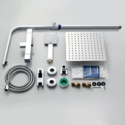 Auralum Colonna Doccia Con Miscelatore Termostatico, Sistema Doccia Antiscottatura, Set Doccia Con Soffione A 25cm Pioggia E 8.3cm Doccetta, Altezza Regolabile 80-120 Cm -Stile Bagno 18380803 5