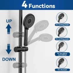 Cecipa Nero 38°C Colonne Doccia Termostatiche Colonna Doccia Termostatica Con Doccetta, Soffione A Pioggia, Set Doccia Termostatico Regolabile In Altezza -Stile Bagno 18380805 3