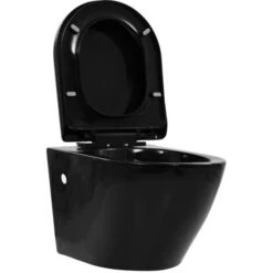 WC Sospeso Con Design Senza Bordi In Ceramica Nero VidaXL