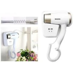 Trade Shop - Asciugacapelli Phon Da Parete Muro Bagno Hotel Albergo 1500w Gw-6142 Presa