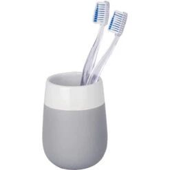 Wenko Bicchiere Portaspazzolini Malta Bianco Grigio/bianco Ceramica