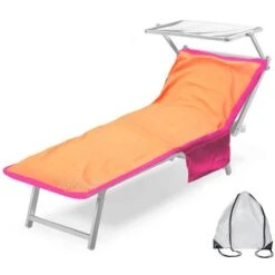 TELO MARE LETTINO TEDDY IN MICROFIBRA CON TASCHE MISURA CM. 80 X 190 ARANCIO CON ZAINO