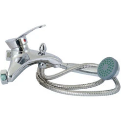 Rubinetto Doccia Bagno Grigio Silver Cromato Miscelatore Doccetta Vasca Jh-8092