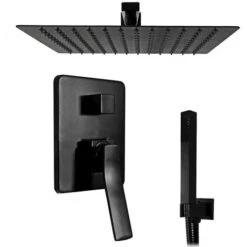 Set Doccia Incasso Nero Con Soffione Quadrato 30x30 Manara-1