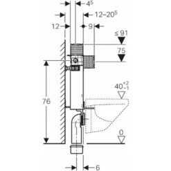 Geberit Combifix - Modulo Di Installazione Per WC Sospesi, 82 Cm, Cassetta Di Risciacquo Ad Incasso Omega 12 Cm 110.000.00.1 -Stile Bagno 19573973 3
