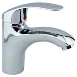 Rubinetto Bagno Cromato Miscelatore Lavabo Grigio Silver Becco Rigido Jh-8061
