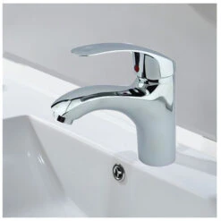 Rubinetto Bagno Cromato Miscelatore Lavabo Grigio Silver Becco Rigido Jh-8061 -Stile Bagno 19580638 3