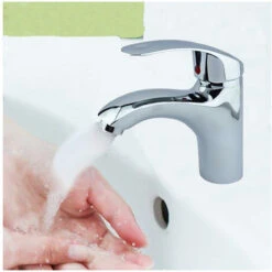 Rubinetto Bagno Cromato Miscelatore Lavabo Grigio Silver Becco Rigido Jh-8061 -Stile Bagno 19580638 5