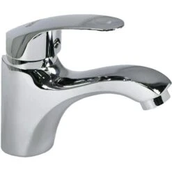 Rubinetto Miscelatore Bagno Silver Cromato Lavabo Lavandino Lega Metallica