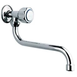 Rubinetto A Muro In Ottone Cromato Con Attacco 1/2" E Canna Lunga A "S" 20 Cm