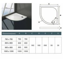 Piatto Doccia Semicircolare In Marmo Minerale E Resina Mista Ultra Sottile 3cm Bianco Lucido Antiscivolo Antibatterico 80x80cm -Stile Bagno 19907806 3