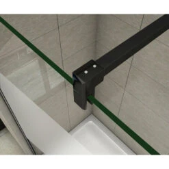 Parete Doccia Walk In Cristallo 8mm Temperato Trasparente Anticalcare Con Barra Stabilizzatrice 90cm Nero Opaco 50x200cm -Stile Bagno 19967859 3