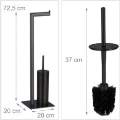 Relaxdays Piantana Portarotolo E Portascopino, Scopino E Porta Carta Igienica, Autoportante, 72,5 X 20 X 20 Cm , Nero -Stile Bagno 20061180 4