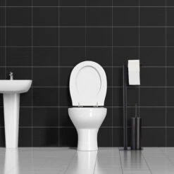 Relaxdays Piantana Portarotolo E Portascopino, Scopino E Porta Carta Igienica, Autoportante, 72,5 X 20 X 20 Cm , Nero -Stile Bagno 20061180 5