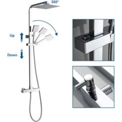 Colonna Doccia Con Miscelatore Termostatico In Acciao Inox Con 25cm Soffione A Pioggia E Doccetta Sistema Doccia Antiscottatura Con Ugelli Anticalcare -Stile Bagno 20408526 4