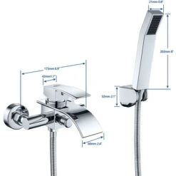 Auralum Rubinetto Per Vasca A Cascata Con Doccetta Sistemi Doccia In Ottone Cromo -Stile Bagno 21440581 5