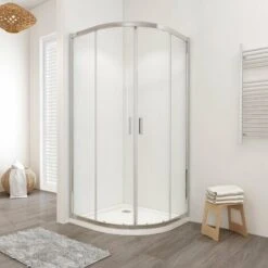 Box Doccia LISBONA Doppia Porta Scorrevole Semicircolare 80x80 Cm Altezza 190 Cm Cristallo 6 Mm