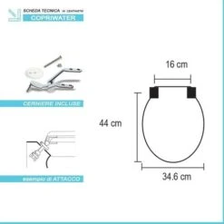 Copriwater Serie Conca Colore Bianco Ideal Standard Legno Rivestito E Cerniere In Acciaio -Stile Bagno 21672177 3
