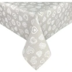 TOVAGLIA DORY Tirolese CUORE BIANCO In Cotone Cm. 140x140 X4 Persone
