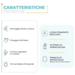 Copriwater Tesi Bianco Ideal Standard In Legno Rivestito Con Cerniere In Metallo Cromo -Stile Bagno 21779011 3