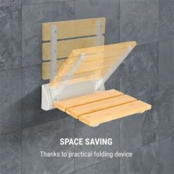 Oneconcept Arielle Sedia Da Doccia Bambù Alluminio Pieghevole 160 Kg Max. Legno -Stile Bagno 22854325 4