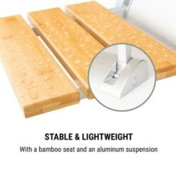 Oneconcept Arielle Sedia Da Doccia Bambù Alluminio Pieghevole 160 Kg Max. Legno -Stile Bagno 22854325 5