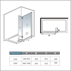 H.200cm Doccia Walk-in Con Paretina Movibile 40cm In Cristallo 8mm Anticalcare Barra Stabilizzatrice 70-120cm Misura 130 Cm (90+40) -Stile Bagno 22870038 5