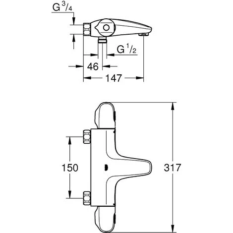 Miscelatore Termostatico Per Vasca Grohe Grohtherm 1000, DN 15, Senza Raccordi, Cromato - 34156003 2 Miscelatore Termostatico Per Vasca Grohe Grohtherm 1000, DN 15, Senza Raccordi, Cromato - 34156003 - immagine 2