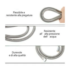 Tubo Flessibile Soffione Doccino Per Doccia Vasca Bagno 1,5mt In Acciaio Cromato -Stile Bagno 23361461 4