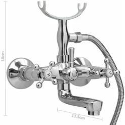 Rubinetto Vasca A 2 Maniglie Con Soffione A Mano Cromato Retro VidaXL -Stile Bagno 23440822 3