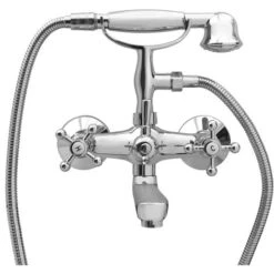 Rubinetto Vasca A 2 Maniglie Con Soffione A Mano Cromato Retro VidaXL -Stile Bagno 23440822 4