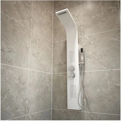Colonna Doccia Con Getti Idromassaggio Ed Effetto Cascata, 145,5x20,3cm 1 Colonna Doccia Con Getti Idromassaggio Ed Effetto Cascata, 145,5x20,3cm