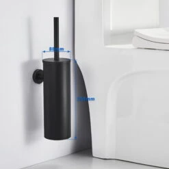 Portascopino WC Bagno In Acciaio Inox A Parete Nero Scopino Per WC E Supporto Con Coperchio+manico+spazzola Di Pulizia A 360º Splashproof Anti-odore Set Di Spazzole Per WC A Muro -Stile Bagno 23963934 4