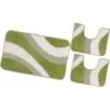 Tappeto Bagno Parure Set 3 Pezzi 100% Made In Italy Antiscivolo Shaggy 3D Moderno Assorbente - Verde