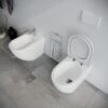 Sanitari Bagno Bidet E Vaso WC A Terra Filomuro RIMLESS In Ceramica Con Sedile Coprivaso Softclose Fast