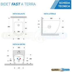 Sanitari Bagno Bidet E Vaso WC A Terra Filomuro RIMLESS In Ceramica Con Sedile Coprivaso Softclose Fast -Stile Bagno 24113265 3