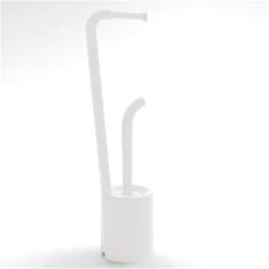 Piantana Porta Rotolo E Scopino Bianco Wendy