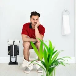 Relaxdays Piantana Portarotolo, Portascopino & Portariviste, Accessori Bagno Scopino Rotolo Riviste,48,5x25,5x20, Nero -Stile Bagno 24702418 3