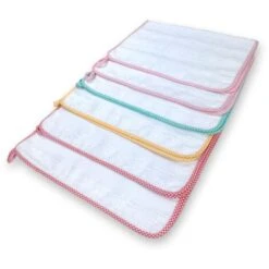 SET Di 6 ASCIUGAMANI POLLICINO © ASILO Bordati In TINTA UNITA Con Tela AIDA Per Ricamare Il Nome 6 PEZZI BAMBINA FEMMINA