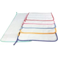 SET Di 6 ASCIUGAMANI POLLICINO © ASILO Bordati In TINTA UNITA Con Tela AIDA Per Ricamare Il Nome 6 PEZZI BAMBINA FEMMINA -Stile Bagno 24964723 3