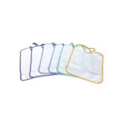 SET 6 BAVAGLINI BAVETTE Bambino POLLICINO © Cm. 28 X 33 Bavaglio Con Elastico Puro Cotone Con Tela AIDA Per Ricamare Il Nome 6 PEZZI BAMBINO MASCHIO