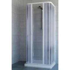 BOX DOCCIA CABINA PARETE FISSA BAGNO 3 LATI A SOFFIETTO IN PVC RIDUCIBILE 28443V 70X70X70XH185 (28443)