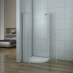 195 Cm Box Doccia Semicircolare Opaco 2 Porte Battenti Sloon Vetro 6 Mm Temperato Satinato Anticalcare Con Barra Stabilizzatrice 80x80 Cm -Stile Bagno 25794465 3