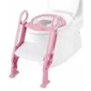 Scaletta Gradini Vasi Riduttore WC Per Bambini, Sedile Imbottito, Gradini Antiscivolo Con Maniglia, 1-8 Anni (Rosa 1)