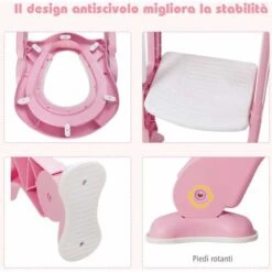 Scaletta Gradini Vasi Riduttore WC Per Bambini, Sedile Imbottito, Gradini Antiscivolo Con Maniglia, 1-8 Anni (Rosa 1) -Stile Bagno 25926507 5