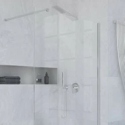 Soffione A Sbalzo Inclinato Con Effetto Pioggia In Acciaio Inox Cromo 45x10 Cm -Stile Bagno 26630992 3