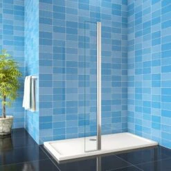 Paretina Mobile Per Walk In Da 30x190 Cm Vetro Temperato Trasparente Da 8 Mm Anticalcare Telaio Cromato Lucido