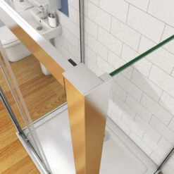 185 Cm Box Doccia A Tre Lati Porta Scorrevole Con Doppia Parete Fissa 140x70x70 Cm Cristallo Temperato 5 Mm Trasparente Telaio Cromato Lucido -Stile Bagno 26942904 3