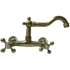 Rubinetto A Parete Bronzato Vecchio Ottone Vintage Completo