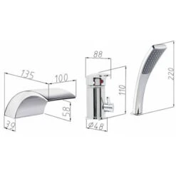 Miscelatore Per Vasca Melko Miscelatore Monocomando 3 Fori Rubinetto Cromato Raccordo Bordo Vasca -Stile Bagno 27636583 5